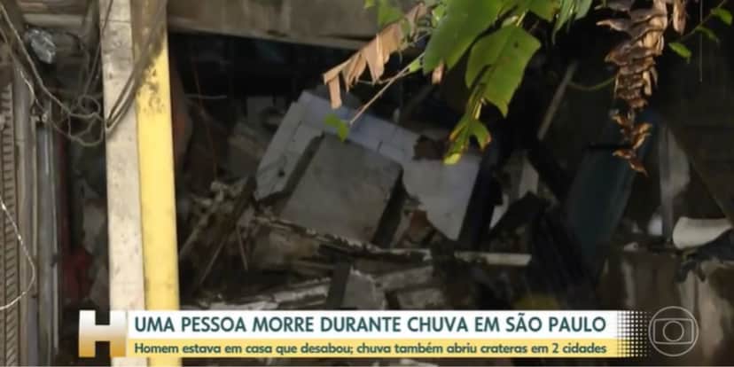Desabamento acabou matando uma pessoa em São Paulo (Reprodução: Globo) Desabamento acabou matando uma pessoa em São Paulo (Reprodução: Globo)