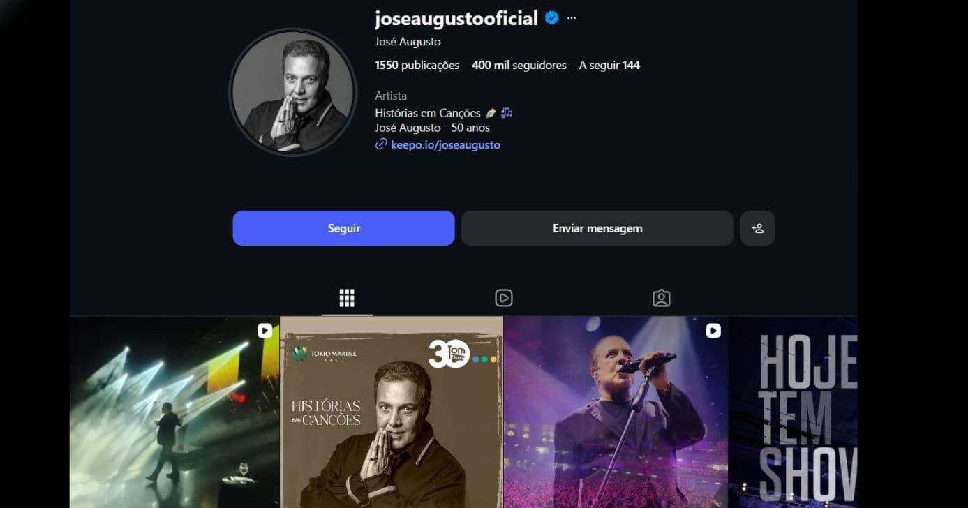 Cantor José Augusto segue ativo e nas redes sociais conta com 400 mil seguidores (Foto Reprodução/Instagram) Cantor José Augusto segue ativo e nas redes sociais conta com 400 mil seguidores (Foto Reprodução/Instagram)