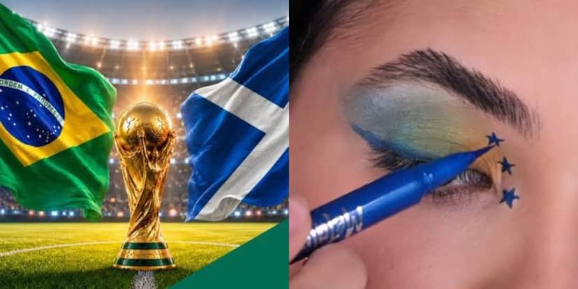 Maquiagem simples para fazer durante a Copa do Mundo (Reprodução: Montagem TV Foco) Maquiagem simples para fazer durante a Copa do Mundo (Reprodução: Montagem TV Foco)