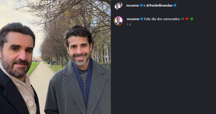 Publicação de Marcelo Cosme celebrando o Dia dos Namorados (Foto Reprodução/Montagem/TV Foco/Canva/Instagram) Publicação de Marcelo Cosme celebrando o Dia dos Namorados (Foto Reprodução/Montagem/TV Foco/Canva/Instagram)