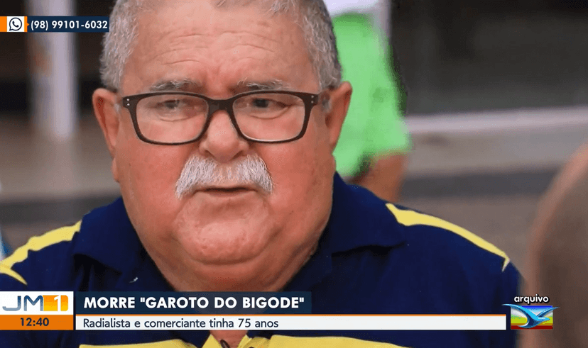 Comunicador Sebastião Edson de Paula Neri, conhecido como "Garoto do Bigode" teve morte divulgada em Jornal da Globo (Foto: Reprodução / Globo) Comunicador Sebastião Edson de Paula Neri, conhecido como "Garoto do Bigode" teve morte divulgada em Jornal da Globo (Foto: Reprodução / Globo)