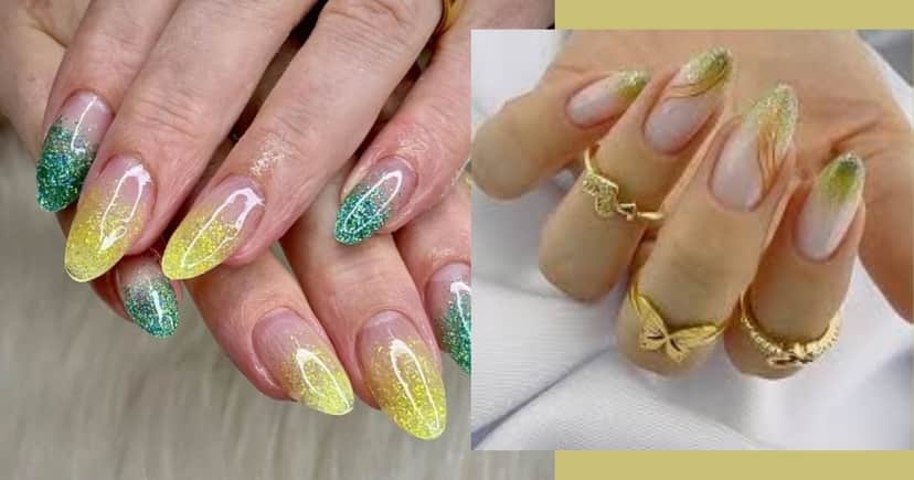 Ombré nails com brilho com as cores do Brasil (Foto Reprodução/Montagem/Lennita/TV Foco/Pinterest/Intagram) Ombré nails com brilho com as cores do Brasil (Foto Reprodução/Montagem/Lennita/TV Foco/Pinterest/Intagram)