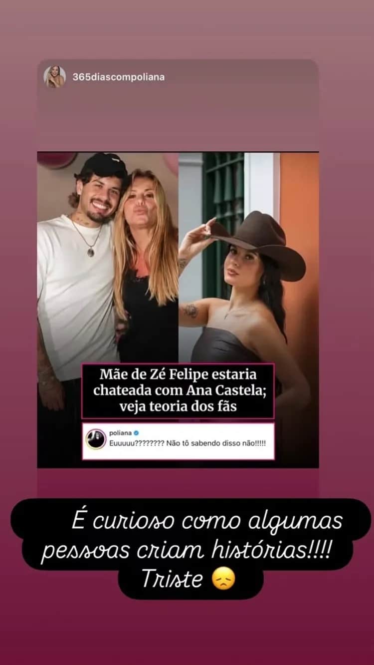 Poliana Rocha nega briga com Ana Castela, ex do cantor Zé Felipe (Foto: Reprodução/ Internet) Poliana Rocha nega briga com Ana Castela, ex do cantor Zé Felipe (Foto: Reprodução/ Internet)