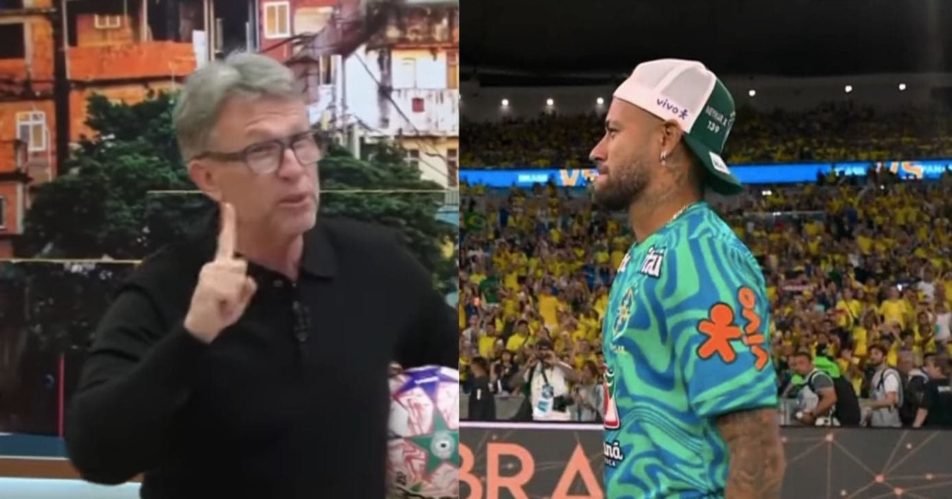 Neto no Os Donos da Bola e Neymar na Copa do Mundo (Fotos: Reproduções / Band / Globo) Neto no Os Donos da Bola e Neymar na Copa do Mundo (Fotos: Reproduções / Band / Globo)