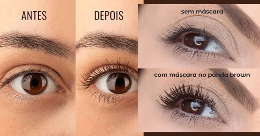 Efeito da máscara de cílios marrom (Foto Reprodução/Montagem/TV Foco/Lennita/Instagram/Google Shopping/Canva) Efeito da máscara de cílios marrom (Foto Reprodução/Montagem/TV Foco/Lennita/Instagram/Google Shopping/Canva)