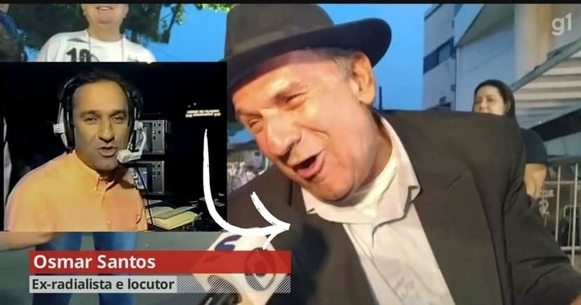 Osmar Santos na época de locutor/ Atualmente (Foto Reprodução/Montagem/TV Foco/ Globo/YouTube) Osmar Santos na época de locutor/ Atualmente (Foto Reprodução/Montagem/TV Foco/ Globo/YouTube)