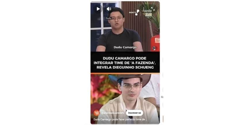Dieguinho Schueng e Dudu Camargo (Foto: Reprodução / RedeTV! / Record) Dieguinho Schueng e Dudu Camargo (Foto: Reprodução / RedeTV! / Record)
