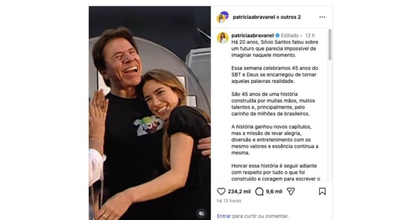 Silvio Santos e Patrícia Abravanel (Foto: Reprodução / Instagram) Silvio Santos e Patrícia Abravanel (Foto: Reprodução / Instagram)