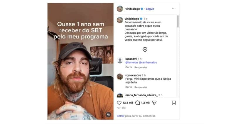 Vinícius Ferreira, conhecido como Vini Biólogo (Foto: Reprodução / Instagram) Vinícius Ferreira, conhecido como Vini Biólogo (Foto: Reprodução / Instagram)