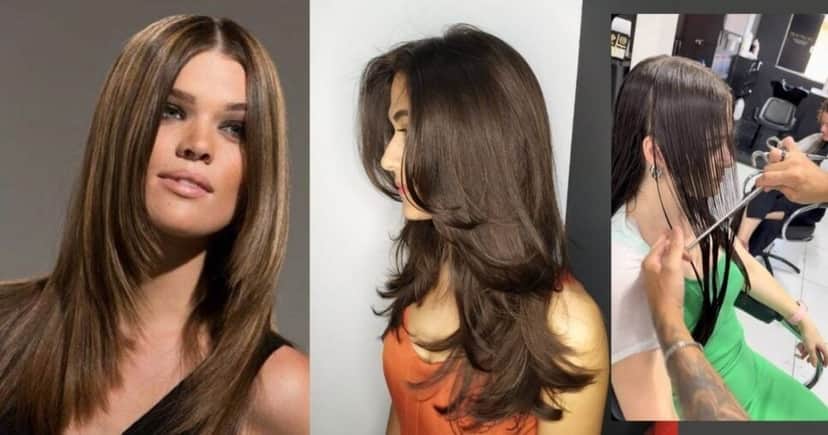 Corte em camadas com degradê frontal Corte em camadas com degradê frontal