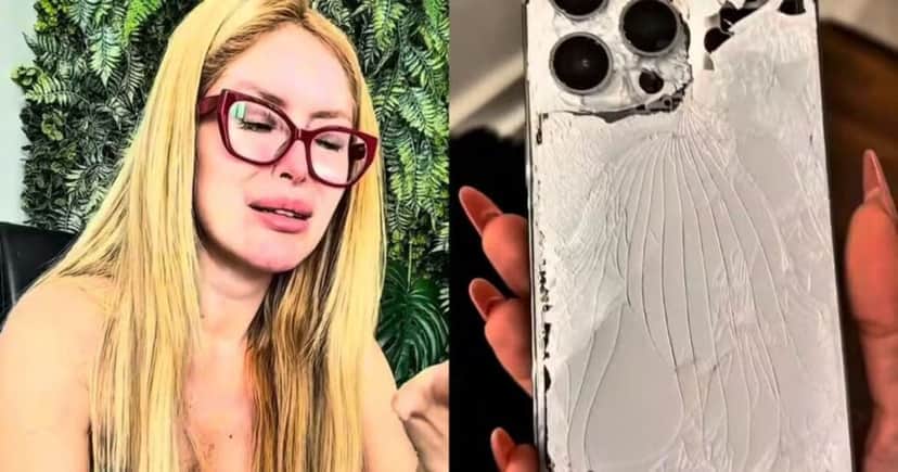 Ex de Latino exibiu celular que teria sido quebrado durante uma discussão com o cantor (Foto: Reprodução/ Instagram) Ex de Latino exibiu celular que teria sido quebrado durante uma discussão com o cantor (Foto: Reprodução/ Instagram)