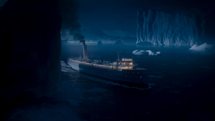 O navio Albatroz em cena do naufrágio em O Tempo Não Para (Foto: Reprodução/Globo)
