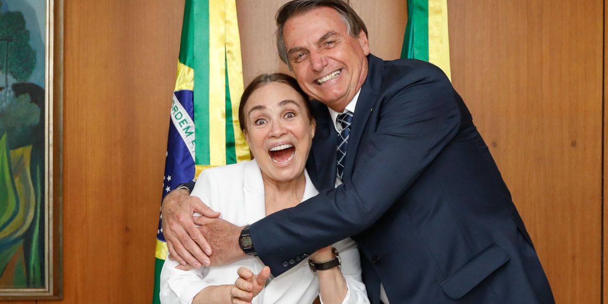 Regina Duarte e Bolsonaro (Reprodução/Globo)