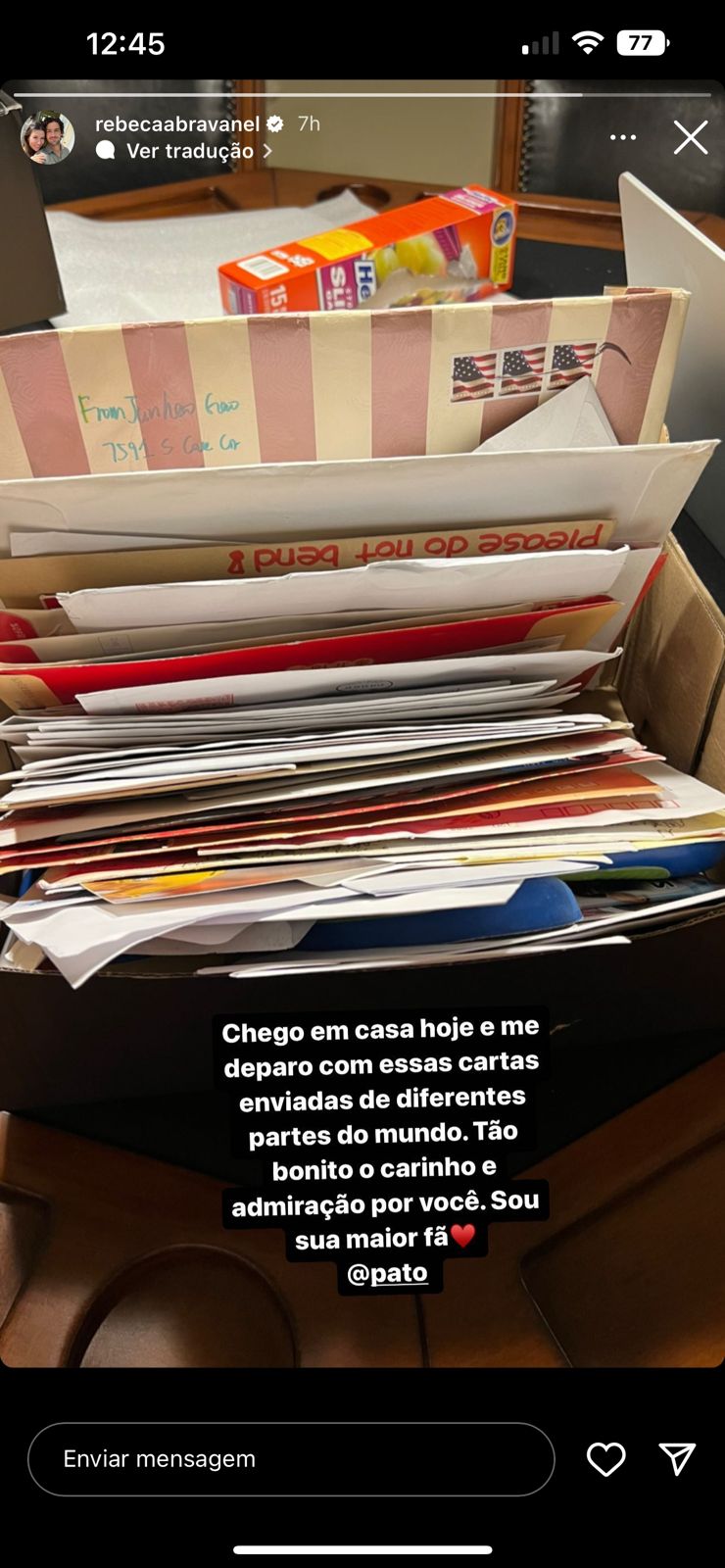 Rebeca Abravanel expõe foto de cartas que encontrou encaminhadas para Alexandre Pato (Foto: Reprodução / Instagram)