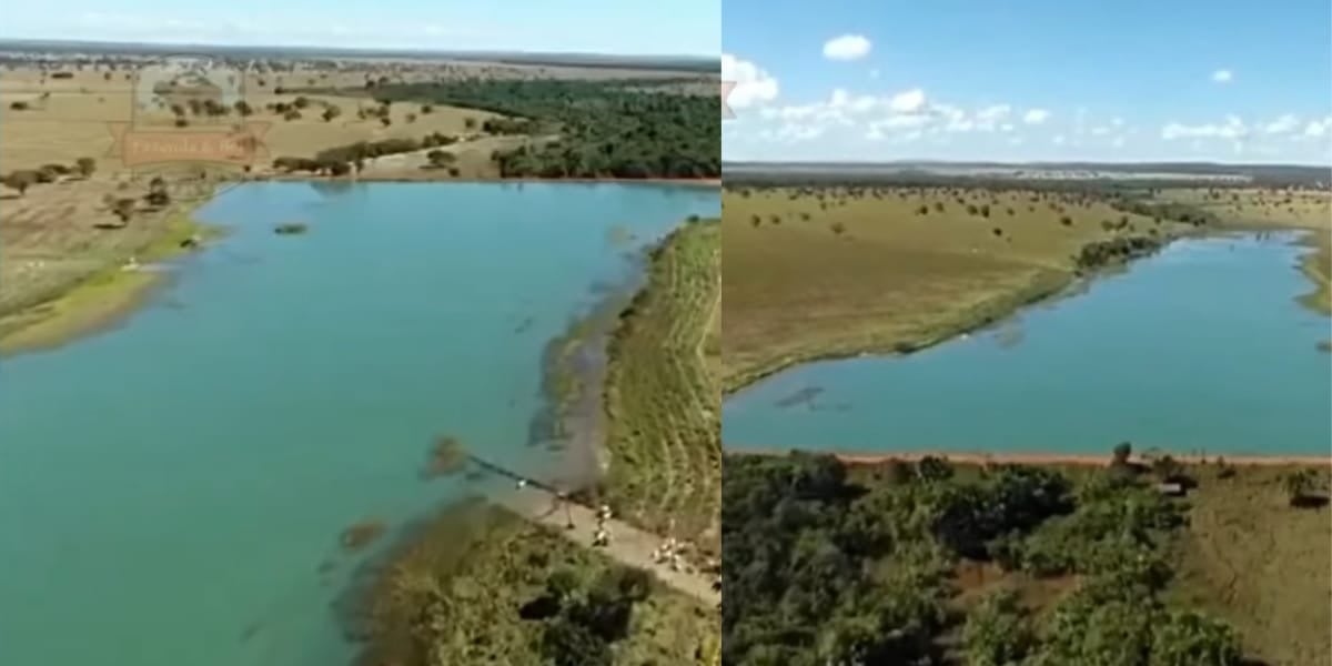 Lago enorme particular, onde o cantor faz sua pesca esportiva (Reprodução: Youtube)