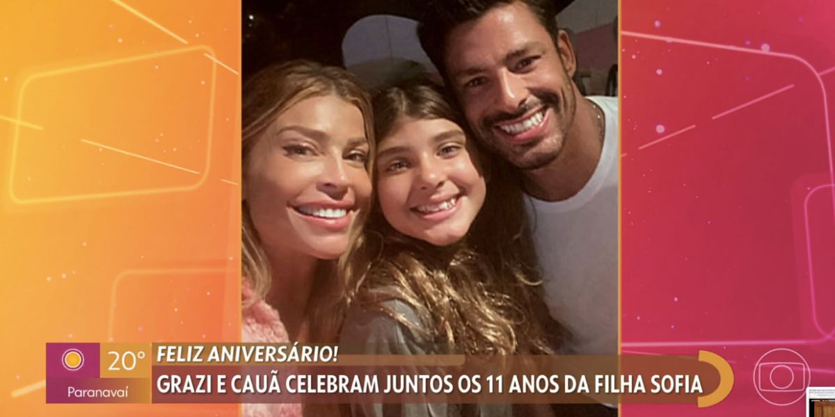 Grazi Massafera, Sofia e Cauã Reymond (Foto: Reprodução / Encontro da Globo)