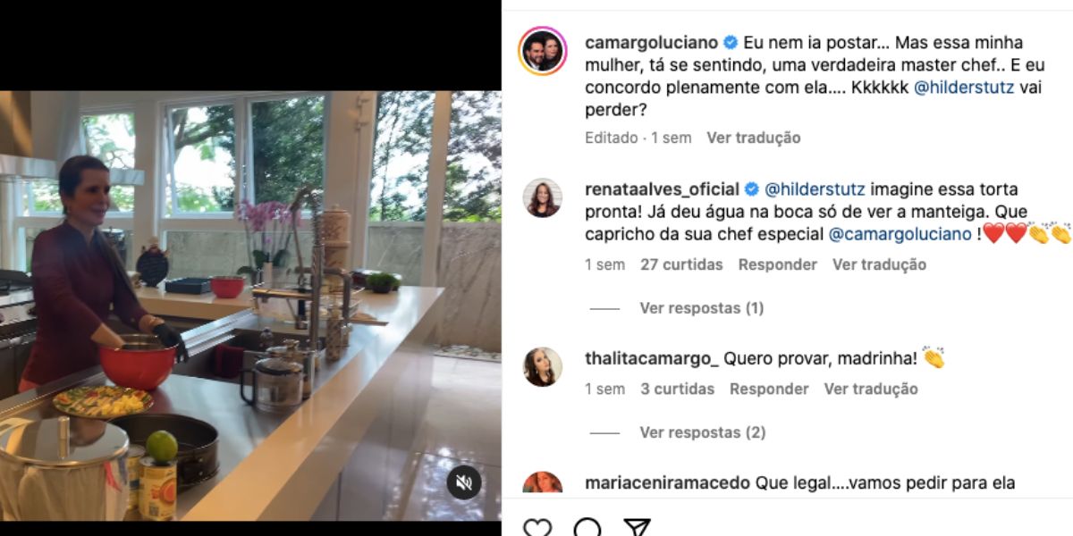 Luciano Camargo grava vídeo de Flávia Camargo (Foto: Reprodução / Instagram)