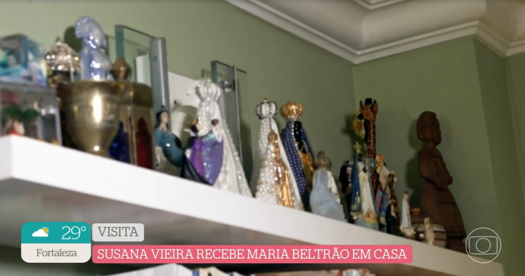 Escritório de Susana Vieira é cheio de imagens de santos (Foto: Reprodução/ Globo)