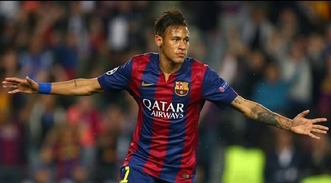 Neymar comemorando gol na época em que jogava no Barcelona (Foto: Reprodução/ Internet)