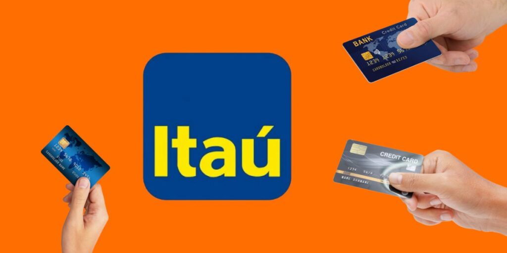 Logo do Itaú e cartão de crédito- Foto Reprodução Internet