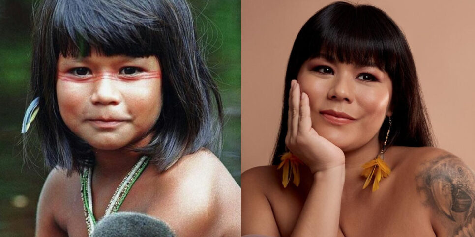 Antes e Depois da índia Tainá, vivida por Eunice Baía (Foto: Reprodução - Instagram)