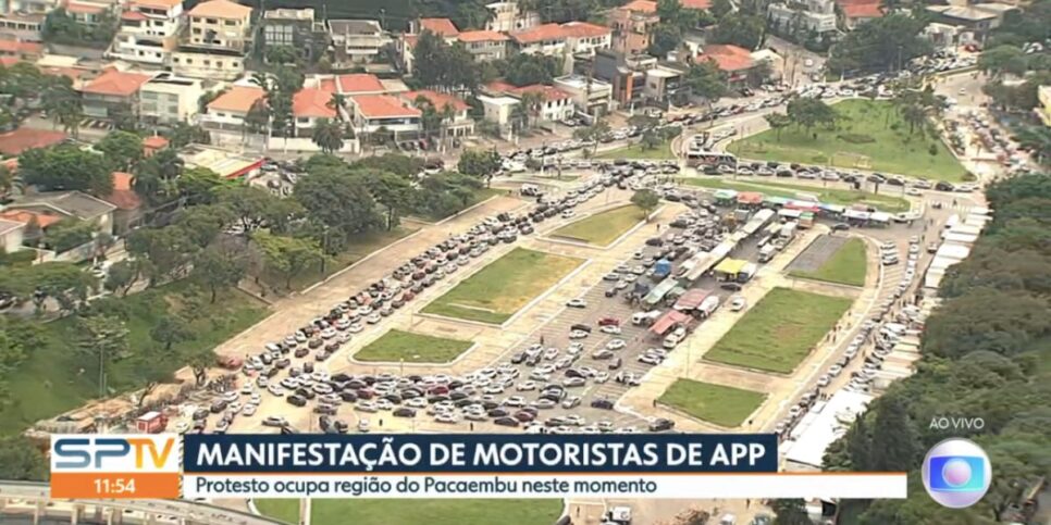 Manifestação motoristas (Foto: Reprodução / Globo)